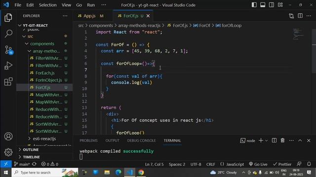 Part-36: for...of loop with array uses in react js. #like #share #subscribe #viral #reactjs