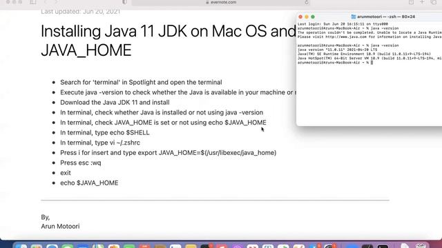 Installing Java 11 JDK in MacOS and Configuring JAVA_HOME