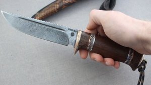 Авторский нож ручной работы Питон от Златоустовского мастера (дамасская сталь)