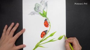 Ladybug Watercolor Painting by Mammi Art #18