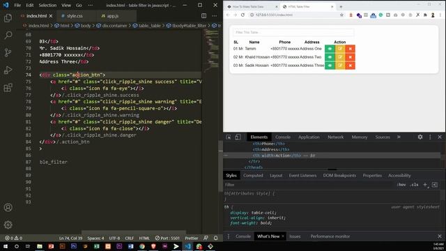 How to Filter HTML Table Using JavaScript | With Source Code