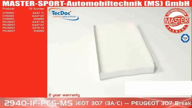 2940-IF-PCS-MS | CABIN FILTER | Master-Sport-Automobiltechnik (MS) GmbH смотреть онлайн