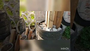 Опора из покрышек. Быстро, красиво, надёжно!