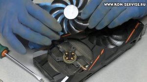 Снятие чистка и смазка вентиляторов видеокарты GYGABYTE RX 480, 580.