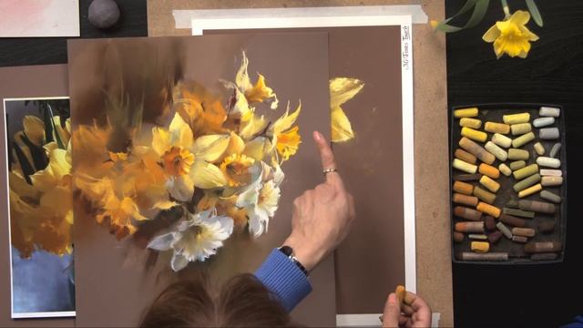 Нарциссы. Рисуем цветы сухой пастелью в эфире с Татьяной Каштальян