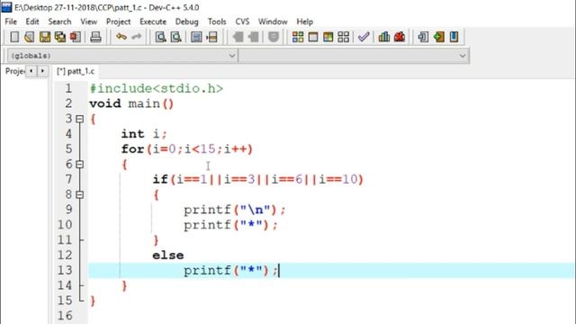 How to Print Star pattern by single for loop in C Language