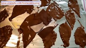 Украшения из шоколада к новому году.  Шоколадные листья.  Как красиво украсить стол к новому году..
