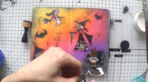 HALLOWEEN ART JOURNAL with Distress Oxide Inks&ElenaZinski Art Digital Stamps-EASY-Beginner Friendl