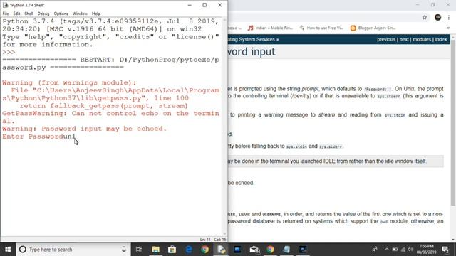 Python getpass( ) without echo password | How to use getpass( ) in windows смотреть онлайн