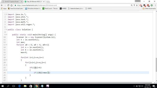 Day 29 Bitwise AND! hackerrank | java | tutorial
