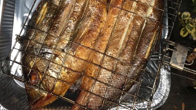 Салака на углях в сковороде WOK, Сибас и Дорадо завешенные + стейки свиные и грудинка! :) смотреть онлайн