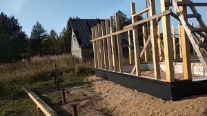 Каркасный гараж. Возведение каркаса. Винтовые сваи в дополнение.Эксперимент. 2 серия.