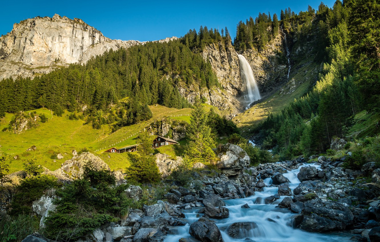 Горная река в Швейцарии . Звуки реки для сна и релаксации перед сном