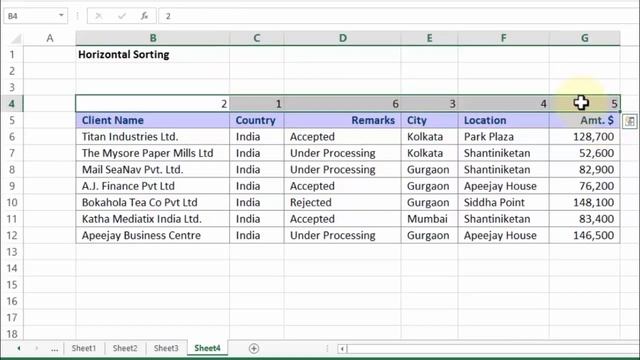 Data Sorting in Excel : Rearrange Columns with Horizontal (SIDEWAYS) Sorting