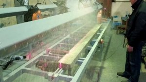 Кромкообрезной станок однопильный с пневматическими прижимами ПР-450МСПП