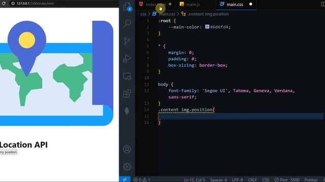 Html, css, Javascript Geolocation API. PART 1.