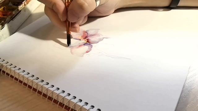 РИСУЮ ЦВЕТОК акварель+черная гелевая ручка. смотреть онлайн