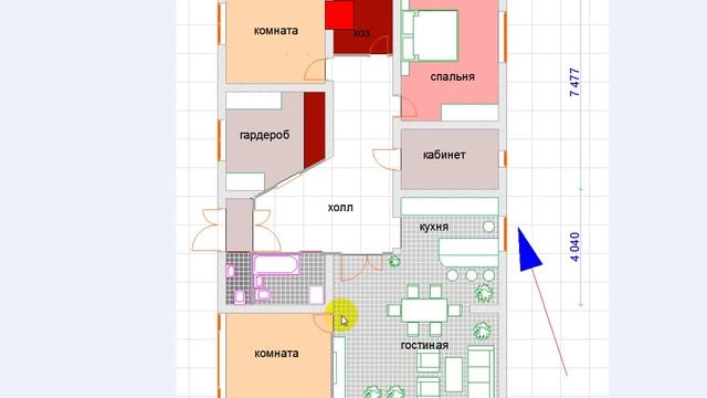 Современный коттедж из  старомодной избы: 5-6 планировка.