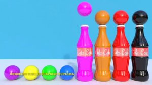 Learn Colors with Coca Cola Surprise Bottles and with Colorful Balls Учим Цвета С Кока Колой