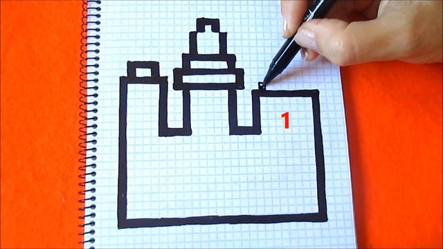 Как рисовать по клеточкам Замок Простые рисунки по клеточкам How to Draw Castle Pixel Art