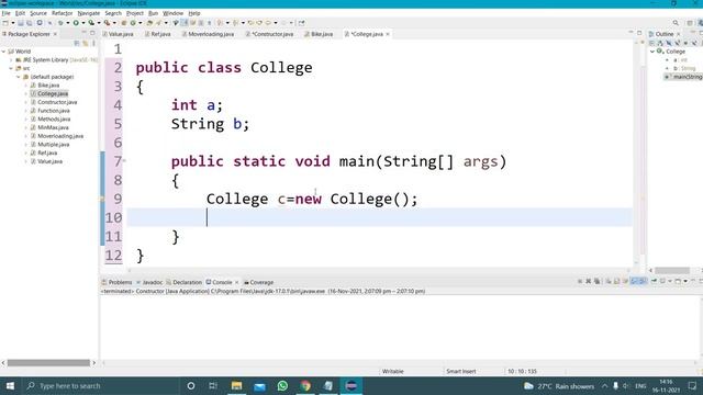 Constructor in Java Telugu