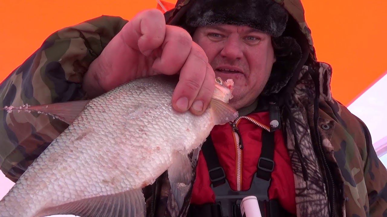 Зимняя рыбалка,ловля леща на коромысло,Ёрш атакует клюет в каждой лунке,рыхлый лёд и сильный ветер.