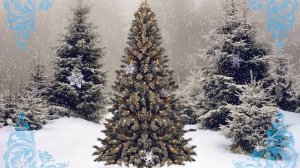 Футаж елка на поляне в рождество идёт снег | footage a tree in a clearing in the Christmas snow