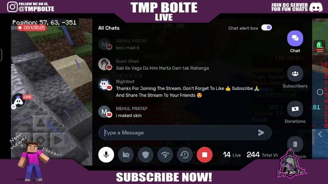 MINECRAFT LIFESTEAL SERVER LIVE ♥️ | JAVA+PE SERVER?? | TMP BOLTE LIVE смотреть онлайн