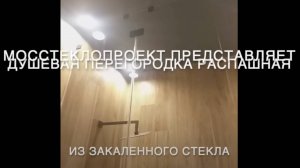 Установка стеклянной душевой перегородки с распашной системой открывания.