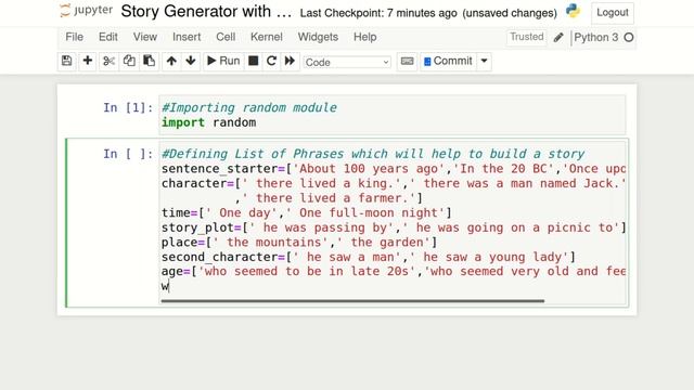 Story Generator with Python | Python BootCamp | AI BootCamp