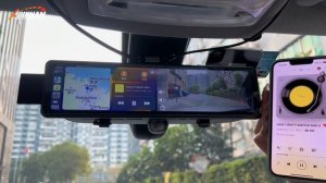 New Version!11.26" Rearview Mirror Wireless Carplay & Android Auto with Three Channel Dash Cam-V31S