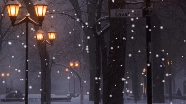 В зимнем парке фонари. Новогодний футаж. Зимний футаж. Красивый футаж для видео.  Видеофон.