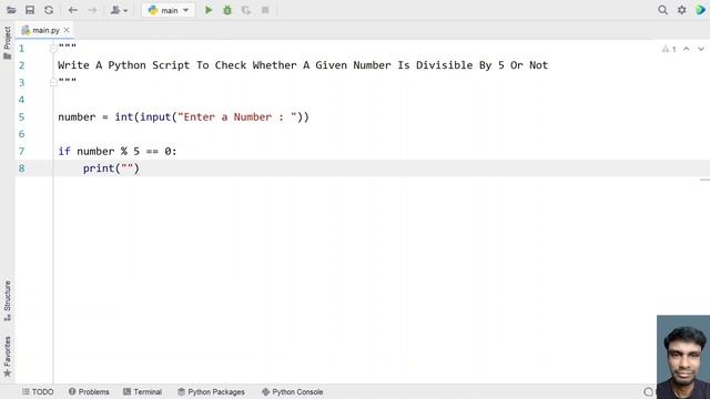 Write A Python Script To Check Whether A Given Number Is Divisible By 5 Or Not