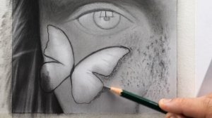 Drawing Realistic Eye with Butterfly - EASY Step by step