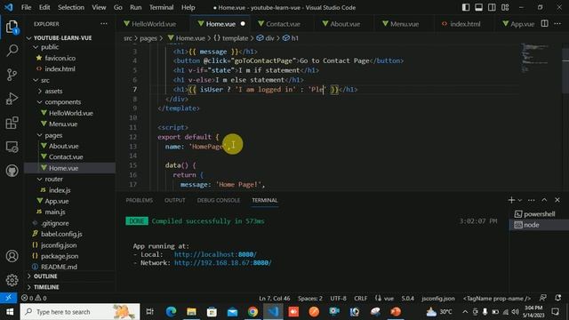 Conditional Rendering in Vue JS | Ternary operator in #vuejs3