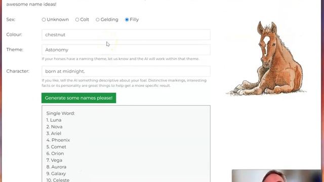 Foal Name Generator - powered by Artificial Intelligence!