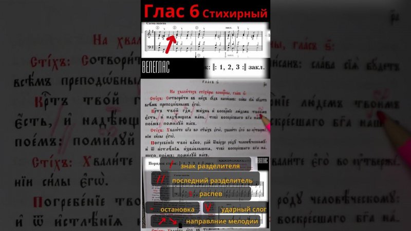 Глас 6. Стихирный. Практика. Разметка стихиры. "Крест Твой Господи, жизнь и восресение" #shorts