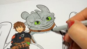 How to train your dragon 3 coloring Hiccup and Toothless Как приручить дракона 3 раскраска