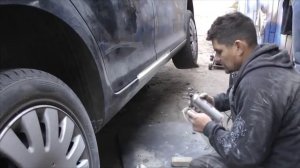 Как вытянуть деформированный порог - обратным молотком