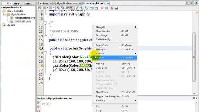 Applet Demo for All Graphics Diffrance Shape in NetBeans IDE смотреть онлайн