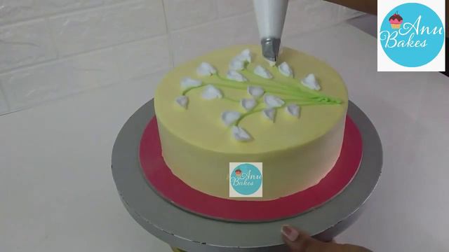 white forest#1kg#simple ആന്തൂറിയം cake design#leaf nozzle