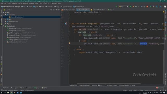 QR / Bar code scanner in Android using Android Studio - Kotlin