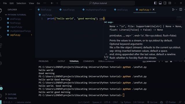 What is sep parameter in python? смотреть онлайн