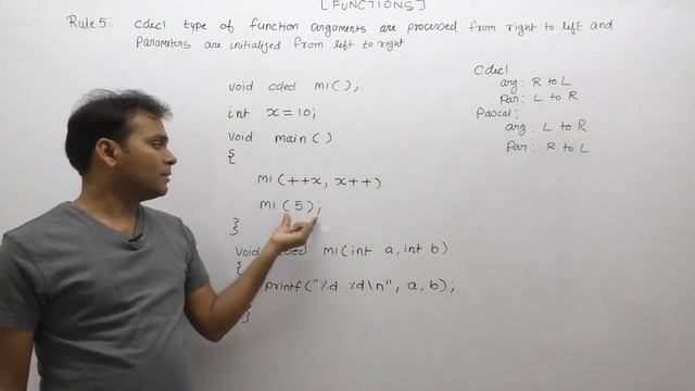 cdecl calling convention|argument processing in c|CFunction Rule5 |Part591| C Lanaguage by java Pro