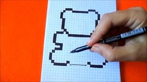 Как рисовать Медведя Валерку по клеточкам в тетради Пиксель Арт