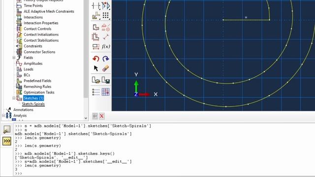 Abaqus sketches | Python scripts #3 | Geometry,  __profile__ and __edit__
