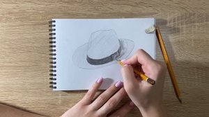 Как нарисовать шляпу карандашом | Рисунок для начинающих поэтапно