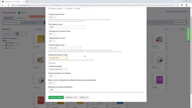 Настройки текста водяного знака CMS.S3 от Мегагрупп.ру смотреть онлайн