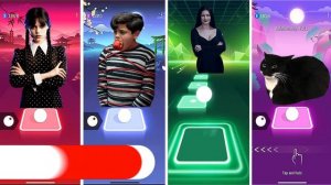 WEDNESDAY DANCE VS Pugsley Addams VS Morticia Addams Gomez Addams VS Cat Maxwell - Tiles Hop