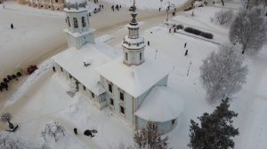 Белоснежная Вологда зимой с высоты птичьего полёта